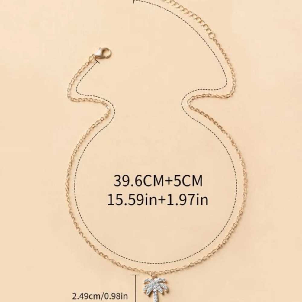 Gold Palm Tree Pendant Necklace- NWT - Picture 2 of 3